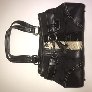 Black coach shoulder bag with snakeskin